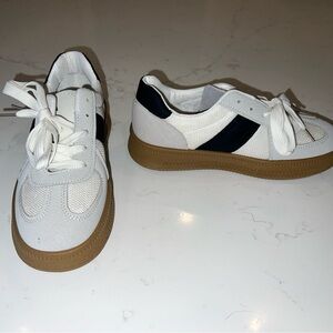 White and Black Sneakers with Gum Sole